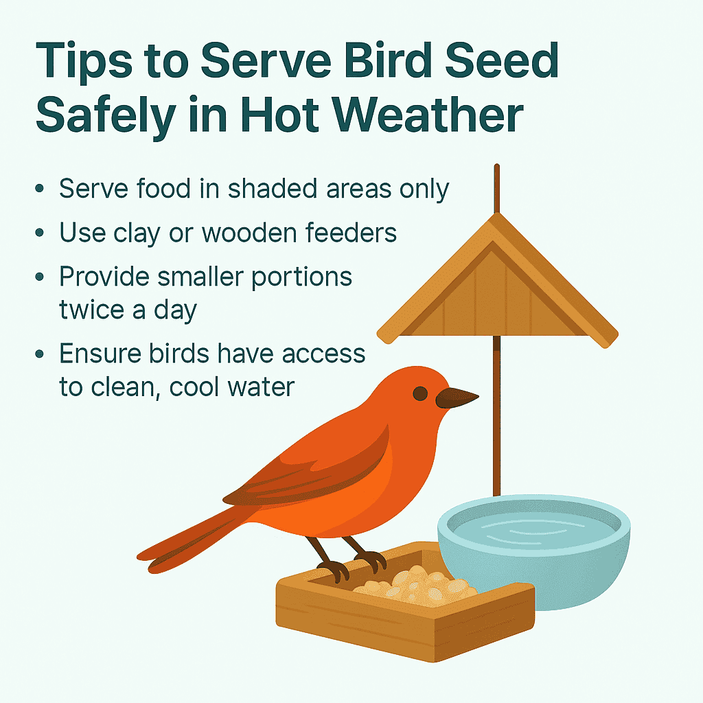 Bird feeding in summer