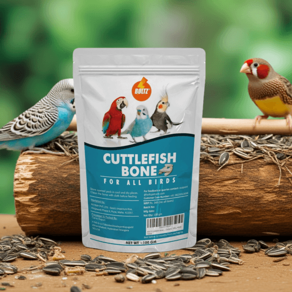 BOLTZ Natural Cuttlefish Bone - Complete Calcium Support for All Birds (100g)