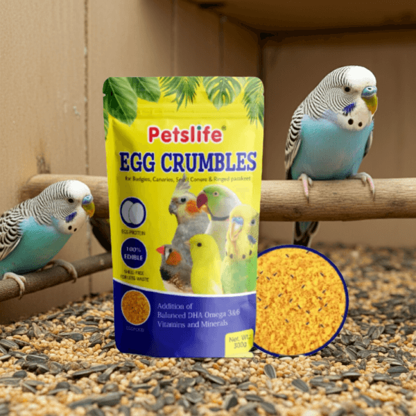 PETSLIFE Egg Crumbles - Protein-Rich Superfood for Finches, Budgies & Canaries (300g) | With Beta-Carotene & Essential Vitamins